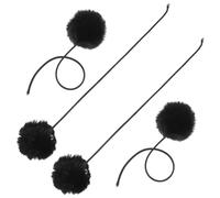 NULYLU Plush Cat Balls Suitable for Hanging on Door Handles in Home Environments 4pcs Black with Bell for Scratching Post Replacement, Furniture Protection and Entertainment