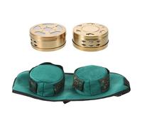 NULYLU Portable Moxibustion Box Set with 2 Copper Moxa Holders and 3pcs Dual Green Carry Bag, Handheld Moxibustion Burner for Waist Neck Knee Therapy and Home Acupuncture Treatment