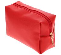 NULYLU Portable Red Pu Makeup Bag with Shiny Finish, Travel Cosmetics Pouch Featuring Leak-Proof Design and Compact Size, for Organising Lipsticks and Toiletries
