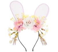 NULYLU Rabbit Ear Headband Flower Design Cute Bunny Ear Style for Boys and Girls for Easter Bonnet Flower Girl Outfit