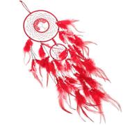 NULYLU Red Dream Catcher Hanging Decor with Crystal Stone and Plume, Easy Installation and Long Serving Time, for Bedroom Or Balcony, Unique Outdoor Hanging Pendant for Home Decor