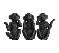 NULYLU Resin Monkey Figurine Set 3pcs Three Truths Monkeys Sculptures Black for Office Bookshelf Decoration Home Desktop Ornament