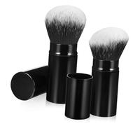 NULYLU Retractable Makeup Brush Set 2pcs Face Makeup Brushes (30mm Angled Round Top) Portable Travel for Skin Types for Blush and Cosmetics