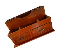 NULYLU Retro Wooden Makeup Organizer Box with Drawer Design for Bedroom and Living Room, Cosmetic Storage Container with Multi-compartment Desktop Storage Box in Brown