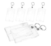 NULYLU Rigid Id Card Holder Keyring, 6Pcs Vertical Badge Sleeves with Thumb Slot, Protective Card Covers for Medical Staff and Office Workers, Keychain Included