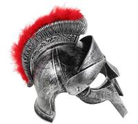 NULYLU Roman Warrior Helmet Plastic Unique Ancient European Style with Folding Face Mask, Silver Classic Warrior Helmet for Adults and Older for Themed Events and Parties