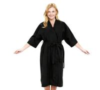 NULYLU Salon Hairdressing Gown for Women Black Lightweight Spa Bathrobe Soft Dressing Workwear Robe Suitable for Beauty Salon and Haircutting Use