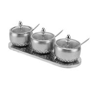 NULYLU Seasoning Container Set Stainless Steel and Glass Practical Seasoning Cans Easy to Open Simple Style Spice Storage Kitchen Use