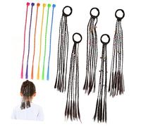 NULYLU Set of Braided Hair Extensions 12 Pieces Neon Hair Bands Braids Accessories for Women Boys and Girls Hair Bun Extensions Clips and Rings for Parties Weddings Festivals