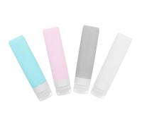 NULYLU Silicone Travel Bottles for Toiletries 4pcs Leak Proof Reusable Empty Lotion and Shampoo Dispenser Sub Bottles Portable Travel Size Liquid Containers for Cabin Random Color