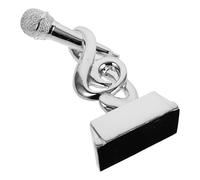 NULYLU Silver Microphone Trophy in Resin with Unique Design for Karaoke Party Decorations and Singing Competitions, Party Trophy and Music Achievement Award Display Piece