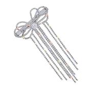 NULYLU Silver Rhinestone Hair Clip Hair Accessories for Alloy Multi-layer Bow Tassel Elegant Design Saves Time Bang Embellishes Graceful Style for Women