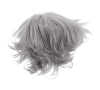NULYLU Silver White Short Curly Wig Heat Resistant Synthetic Hair 8.25x5.89x5.50in Realistic Appearance Confidence Booster Old Lady Wig Suitable for Daily Wear
