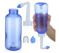 NULYLU Sinus Rinse Bottle 500ml Plastic with One-button Control and 2 Nozzles for Nasal Irrigation at Home Suitable for Adults