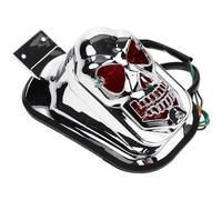 NULYLU Skull Motorcycle Tail Light 17.7x10x9.5cm Chrome-plated Rear Brake Light with Skull Head Lamp Shade Harp Holder for Electric Scooters and Motorbikes