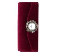 NULYLU Small Velvet Lipstick Holder with Mirror and Fake Pearl, Portable Makeup Organizer Case for Outdoor and Daily Use