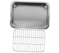 NULYLU Stainless Steel Baking Tray Kit with Rack Ovenware for Baking Roasting Cooling Serving Space Saving Stackable Design Easy to Clean and Maintain