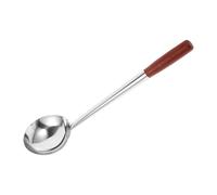 NULYLU Stainless Steel Cooking Spoon with Wooden Handle, Ergonomic Design Protects from Scald, Sturdy Wok Spoon for Home Use and Dining Table Kitchen Utensils