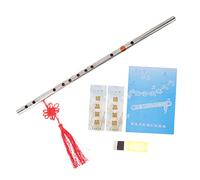 NULYLU Stainless Steel Flute F Key with 6pcs Accessory Set 50cm Thickened 304 Stainless Steel Traditional Chinese Wind Instrument for Beginners Kids Students Practice