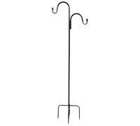 NULYLU Steel Double Shepherd Hook 124Cm Black Yard Hanging Hook for Outdoor Garden Lanterns and Feeder Holders Ground Installation
