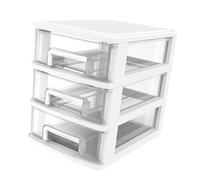 NULYLU Three-layer Plastic Drawer Storage Box with Handles, Portable Multifunctional Storage Cabinet Organiser for Desktop and Study Room, White Pp Material with Simple Elegant Design
