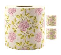 NULYLU Toilet Paper Delicate Printed Bath Tissues Roll Bamboo Pulp 3 Rolls with Creative Floral Pattern Cute and Decorative Bathroom Toilet Cover for Holiday Season and Room Decor