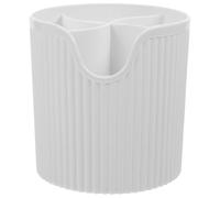 NULYLU Transparent Makeup Brush Holder with Capacity Sturdy Desktop Organizer for Pens Eyeliner Lipsticks and Skin Care Products Stable Flat Bottom Design Stylish White Cosmetic Storage