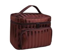 NULYLU Travel Large Capacity Cosmetic Bag Coffee Stylish Korean Stripe Design for Toiletries and Makeup Organization for Women and Girls The Go