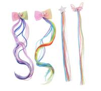 NULYLU Unicorn Hair Accessories for Girls 4pcs Extension Hair Pieces Clip Colorful Star