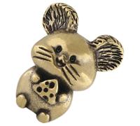 NULYLU Unique Antique Brass Mouse Ornament Retro Rat Sculpture Refined Craftsmanship and Versatile Decoration for Office Or Commercial Settings, Elegant Chinese Zodiac Collectible