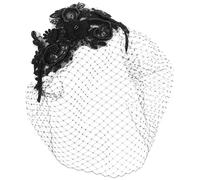 NULYLU Vintage Black Fabric Mourning Veil Bridal Headband with Decorative Effect, for Tea Party and Special Occasions, Elegant Wedding Bridal Hair Accessories for Ladies