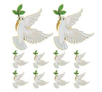 NULYLU Vintage Brooch 10pcs White Dove Pin with Olive Branch Zinc Alloy, Stable Quality Peace Symbol Accessories for Business Meetings and Celebrations