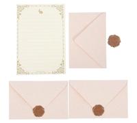 NULYLU Vintage Style Stationery Set with 3 White Linen Texture Envelopes, 10 White Rabbit Pattern Writing Papers, and 3 Wax Seals - Decorative Letter Paper for Home, Office, and Student