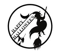NULYLU Witch Broom Wall Decor Iron Wall Art Craft Black Halloween Witch Broom Pattern for Indoor and Outdoor Decoration