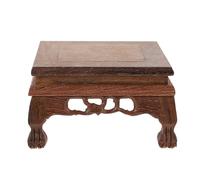 NULYLU Wood Flowerpot Pedestal with Flat Bottom for Chinese Style Decor | Retro Carved Shape, Smooth Wood Finish, Stable Tabletop Support, Shelf Display, Car Use, Office Collectables