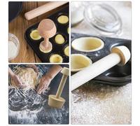 NULYLU Wooden Double-Sided Egg Tart Pushers 2pcs Baking Tool Pastry Tamper Molds for Home Kitchen Dessert Baking