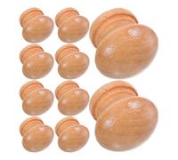 NULYLU Wooden Drawer Knobs 10pcs Round Single Hole Mushroom Handles for Kitchen Cabinets and Wardrobe Doors Boho Style