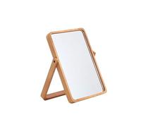NULYLU Wooden Foldable Square Makeup Mirror with Clear Glass Frame Portable Vanity Mirror for Women for Travel and Daily Use