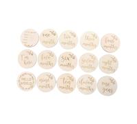 NULYLU Wooden Monthly Photo Cards for Newborns with Engraving Technology, Safe and Smooth Round Creative Birth Month Blocks for Baby Shower and Memory Scrapbooks, Beige Natural Material