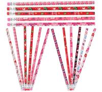 NULYLU Wooden Pencils with Eraser Topper Assorted Colour Heart-pattern 48pcs Break-resistant Cores and Even Sharpening for Students and Drawing Papers