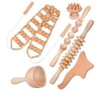 NULYLU Wooden Roller Massage Tools 6 Pcs, Therapy Massage Set Gua Sha Board for Relaxing Muscles and Post-Workout