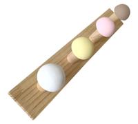 NULYLU Wooden Wall Hanger Coat Hook Rack with 4 Heavy Duty Multi-Purpose Hooks for Keys and Hats, Simple Shape Design Suitable for Living Room and Kitchen Organisation