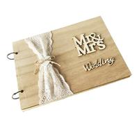 NULYLU Wooden Wedding Sign Book Khaki Practical Easy to Open Convenient to Use Beautiful Wedding Reception Guest Attendance Signature Book Engagements