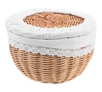NULYLU Woven Craft Basket Pastry Basket 9.82x9.82x5.50in Wicker Decorative Storage with Lid for Kitchen Countertop