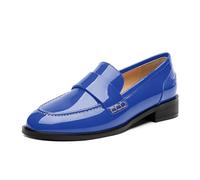 NUMALEO Women's Loafers Penny Loafers & Slip-ons Flats Closed Round Toe Low Heel Shoes 1 Inch Patent Fashion Casual Shoes Comfortable Work Office Flats Dressy Shoes, Royal Blue, 8.5 UK