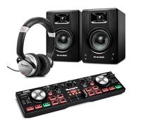 Numark DJ2GO2 Touch DJ Controller and M-AUDIO BX4 Pair Studio Monitors with Headphones for Studio Recording, Music Production, Podcasting, Streaming