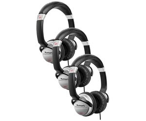 Numark HF125 - Ultra-Portable Professional DJ Headphones with 6 ft Cable, 40 mm Drivers for Extended Response & Closed Back Design for Superior Isolation, Black (Pack of 3)
