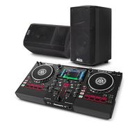 Numark Mixstream Pro+ DJ Controller and ALTO TX410 Powered PA Speakers Pair for Live Music, DJ sets, Events, Music production