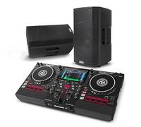 Numark Mixstream Pro+ DJ Controller and ALTO TX412 Powered PA Speakers Pair for Live Music, DJ sets, Events, Music production