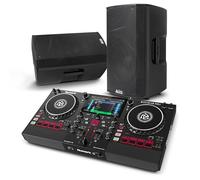 Numark Mixstream Pro+ DJ Controller and ALTO TX415 Powered PA Speakers Pair for Live Music, DJ sets, Events, Music production